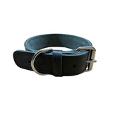 Black Leather Collar Silver 4.5cm Wide