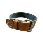 Tan Leather Collar Silver 4.5cm Wide