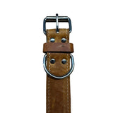 Tan Leather Collar Silver 4.5cm Wide