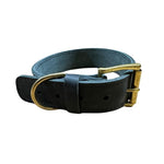 Black Leather Collar Brass 4.5cm Wide