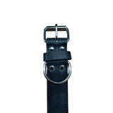 Black Leather Collar Silver 4.5cm Wide